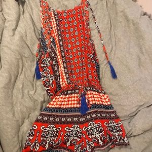 Red boho romper